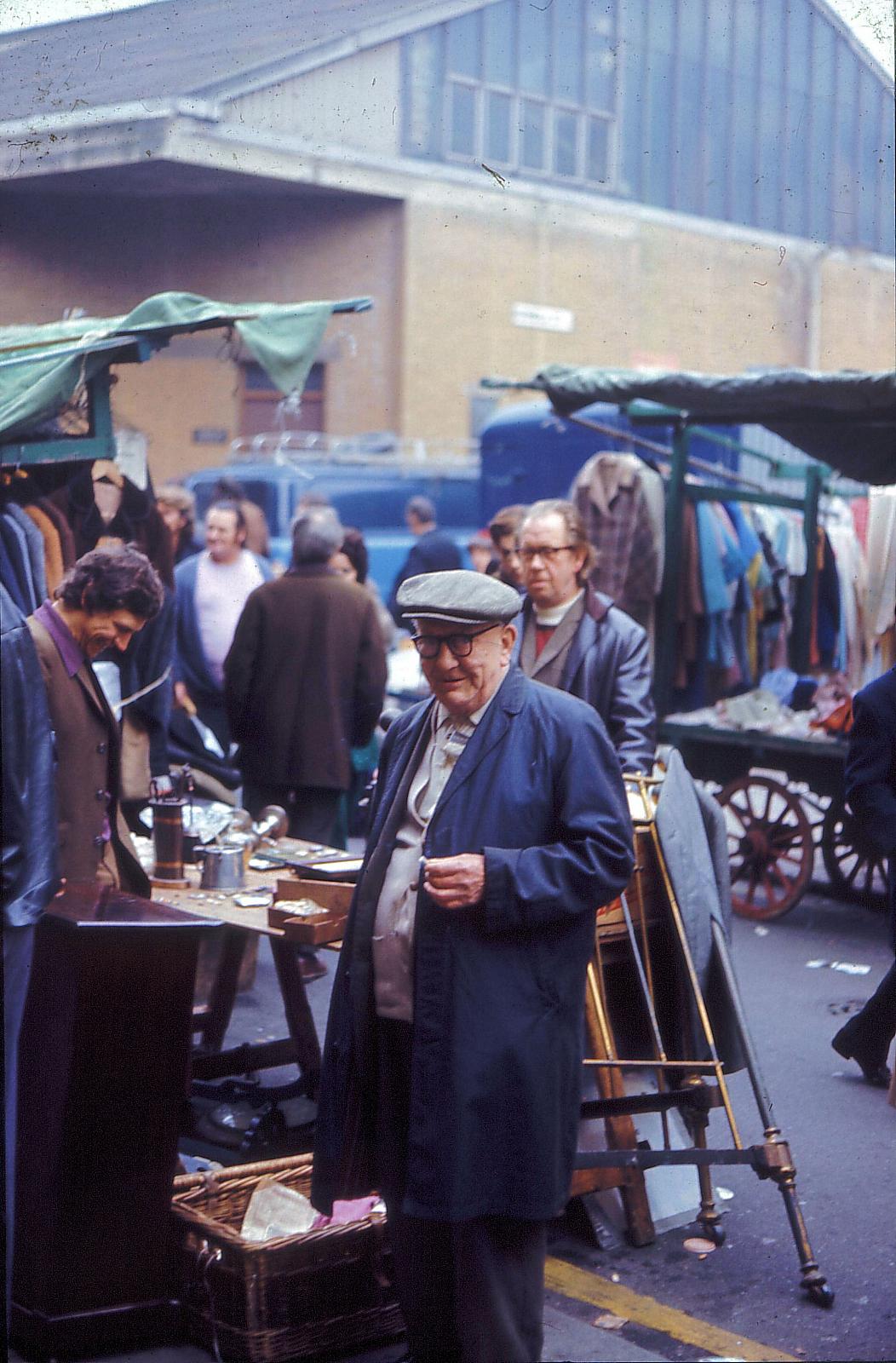 People Shopping At London's Cheshire Street Market in October 1973