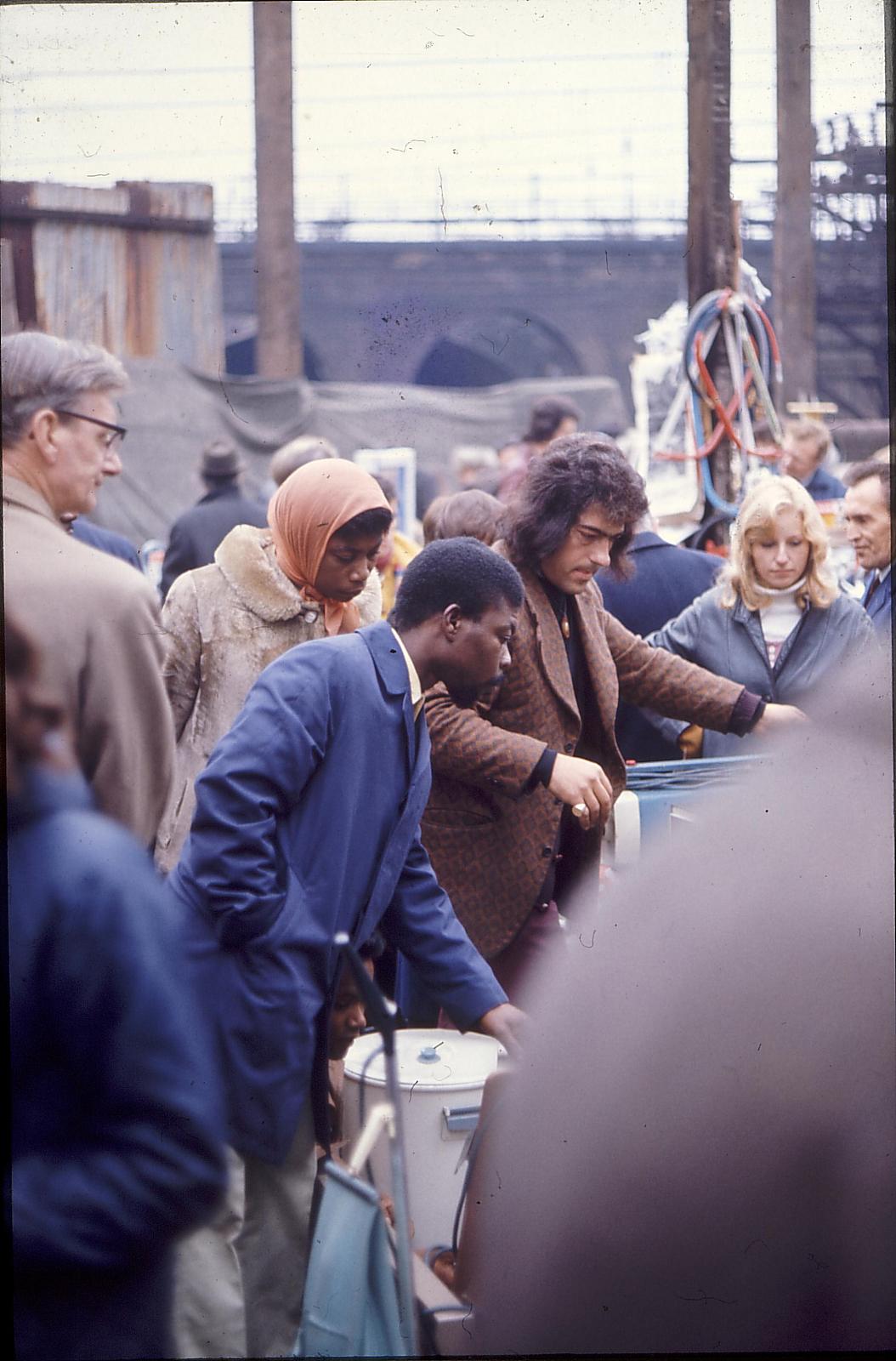 People Shopping At London's Cheshire Street Market in October 1973