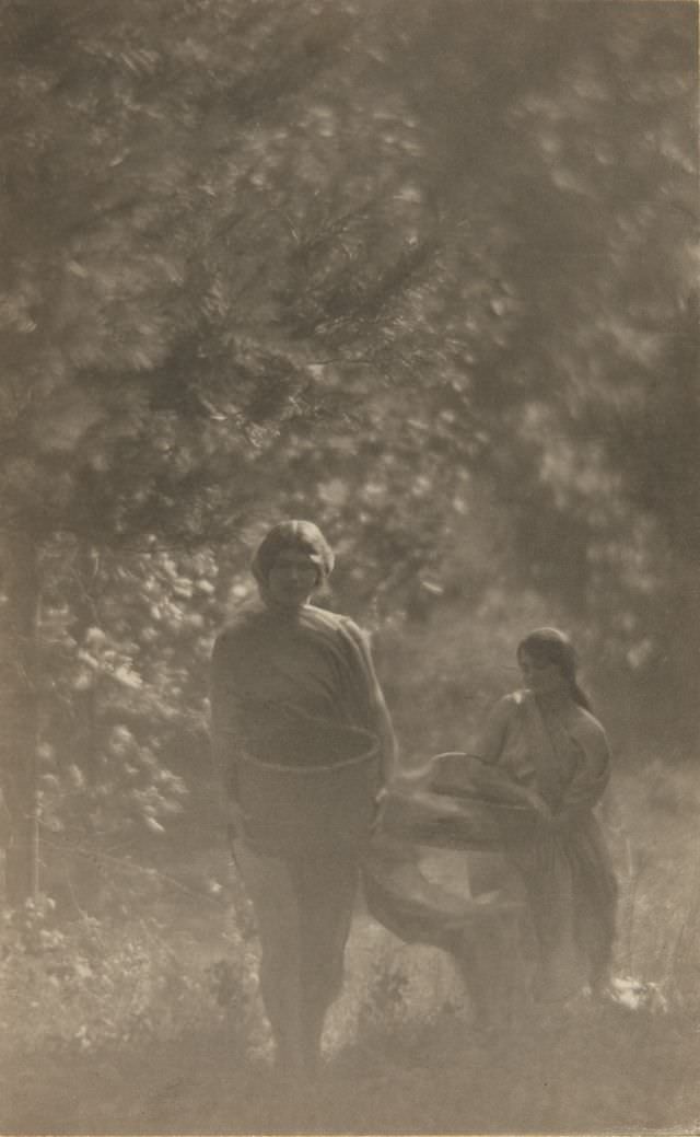 Two women in an orchard, circa 1910