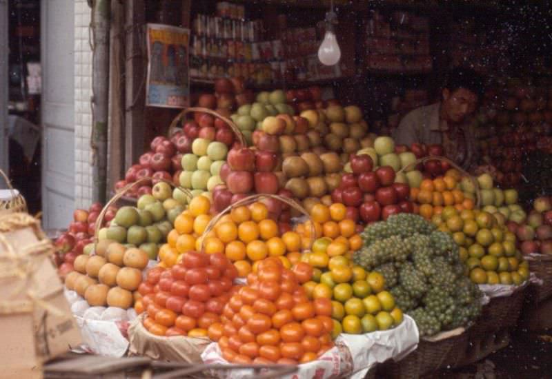 Fruit vendor, Tague, 1970s
