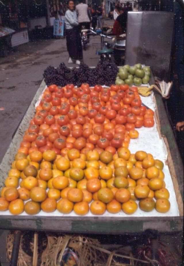 Fruit vendor, Tague, 1970s