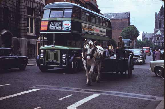 One-horse dray in Dame St. Dark afternoon