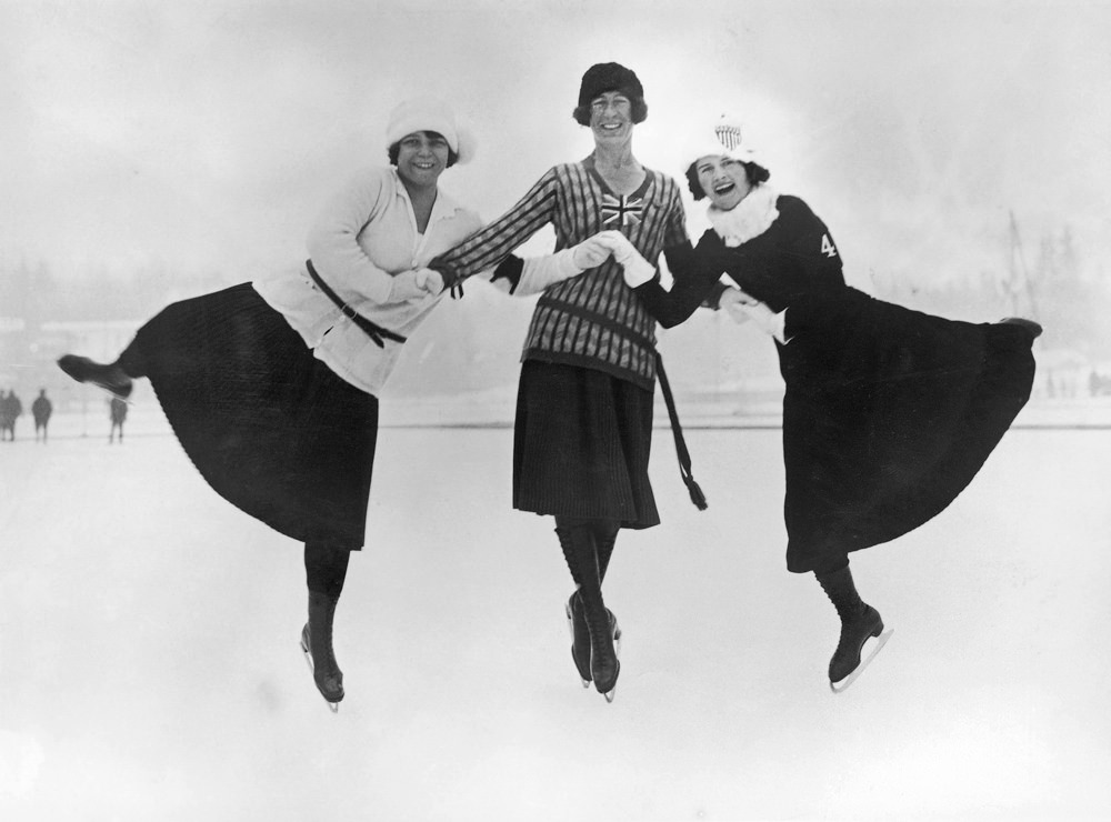 The Olympic medalists in figure skating are seen at the Winter Olympics in Chamonix, France, in 1924.