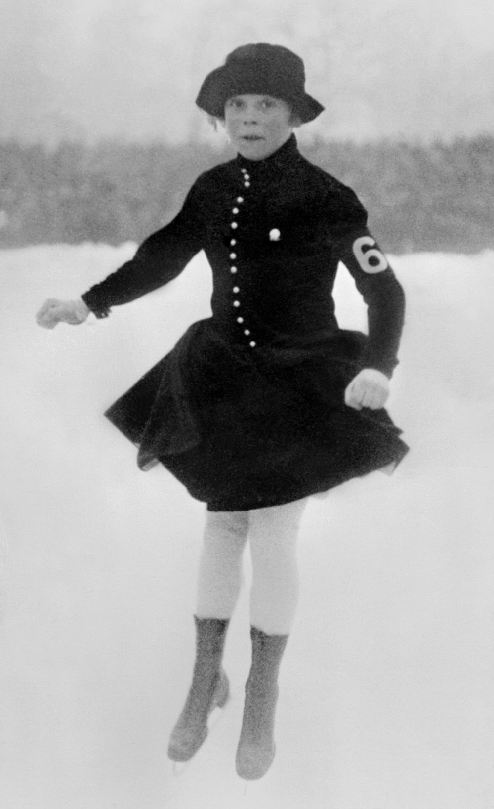 Norwegian figure skater Sonja Henie practices during the Winter Olympic Games on Jan. 29, 1924.
