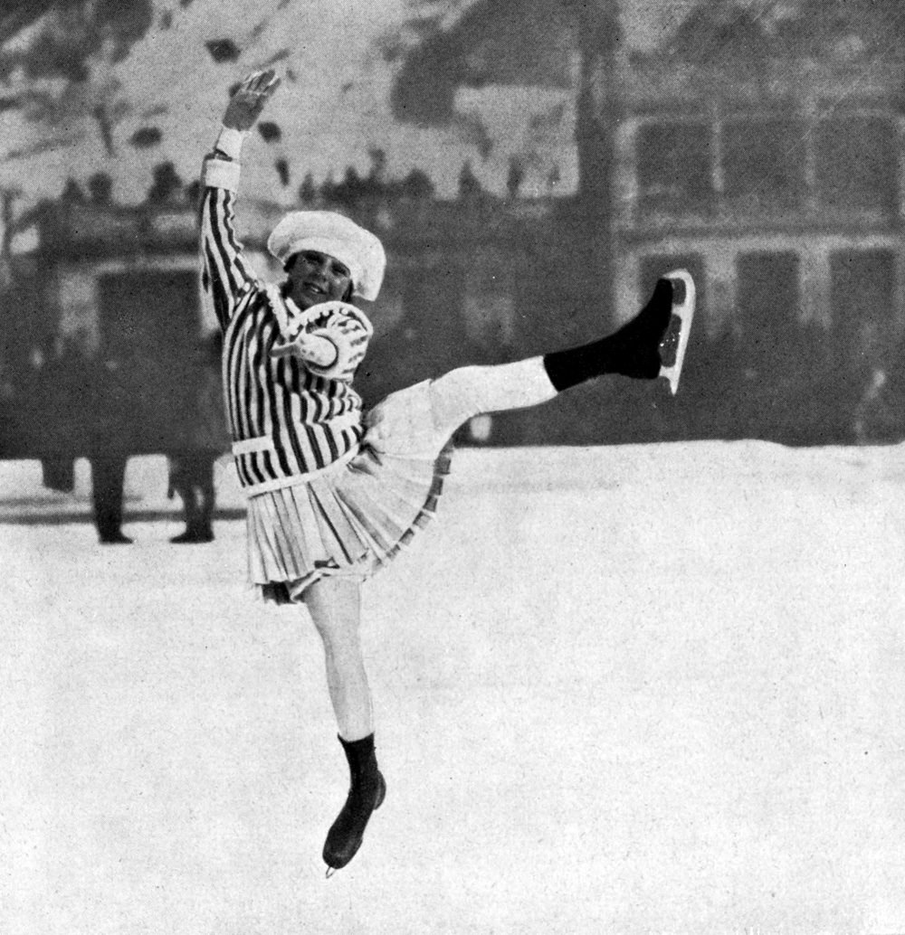 Norway’s Sonja Henie competes in her first Olympic Games at the age of 11, at Chamonix, France, in January 1924.