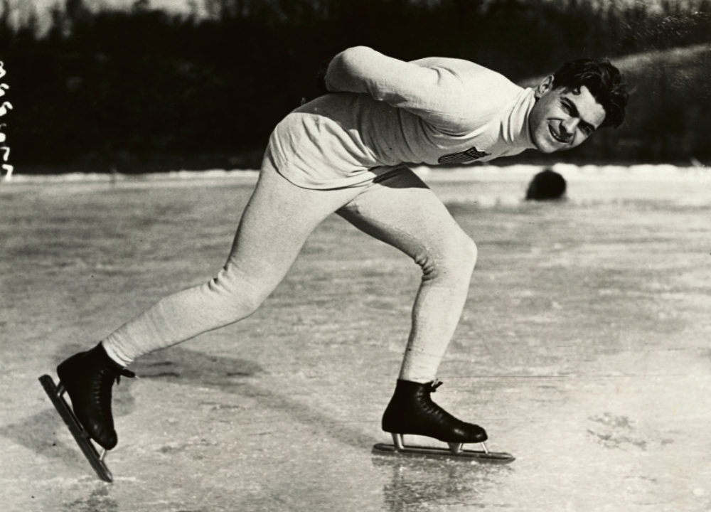 Charles Jewtraw became the first competitor to win a gold medal in a Winter Olympics when he sped to victory in the 500 meter speedskating event in Chamonix, France, 1924.