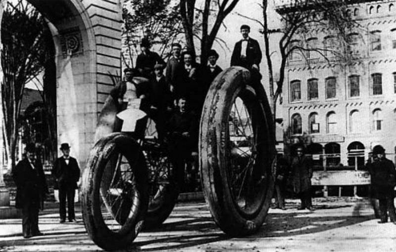 The Giant Mechanical Tricycle from 1896 which Required Eight Men were Required to Propel