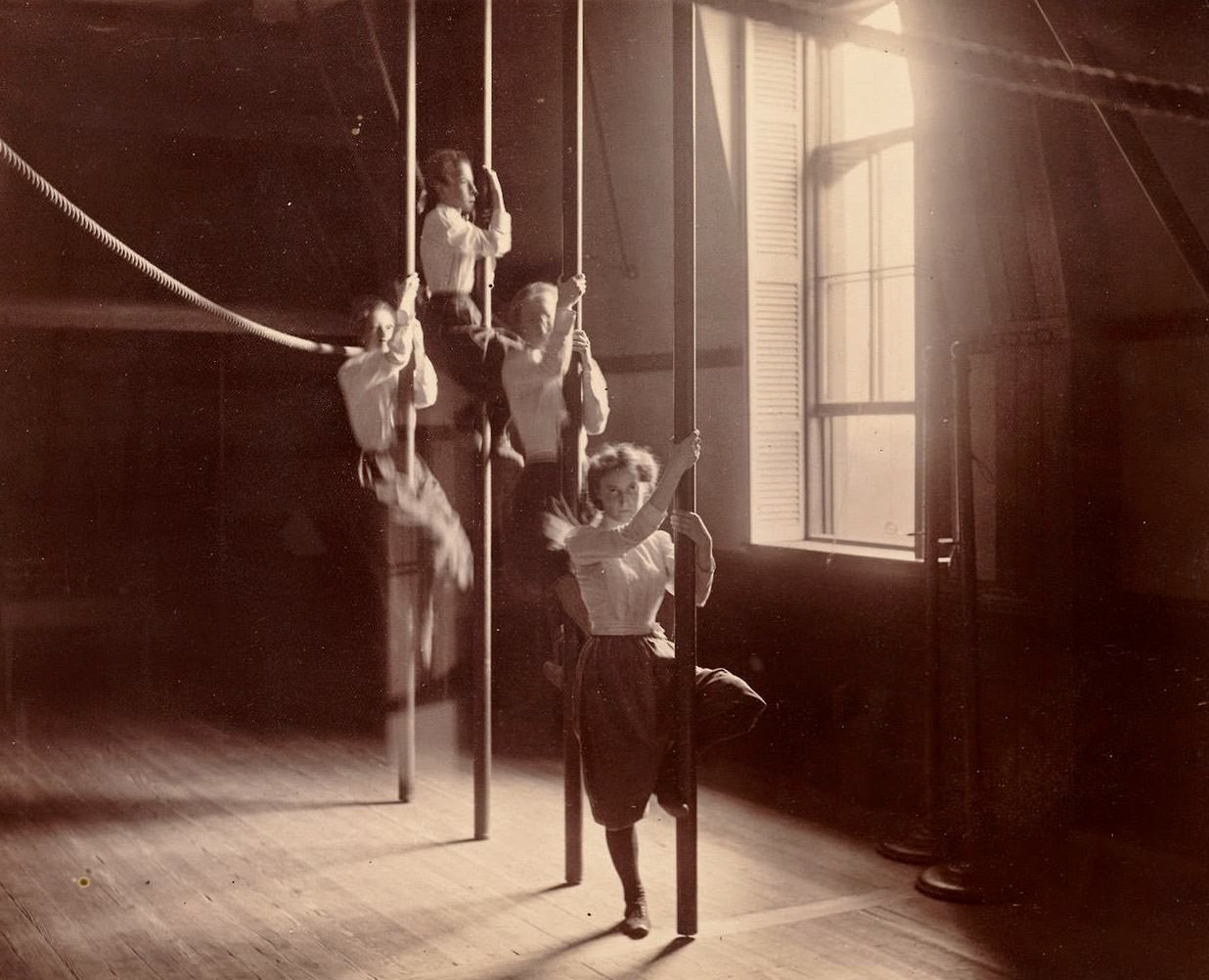 Girls doing Gymnastics in Charlestown High School, Boston, 1893