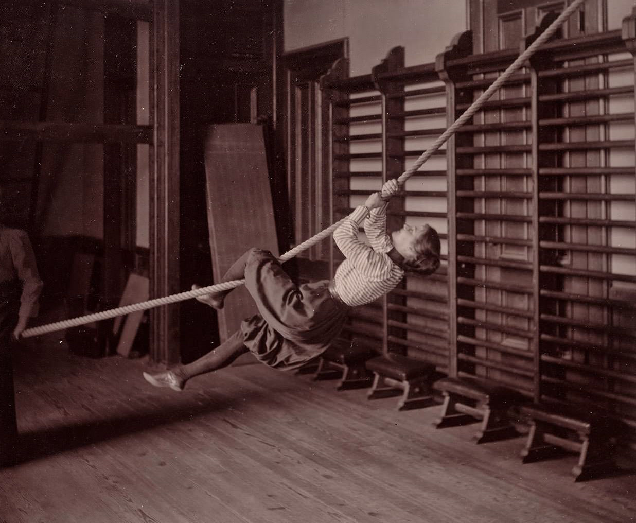 Girls doing Gymnastics in Charlestown High School, Boston, 1893