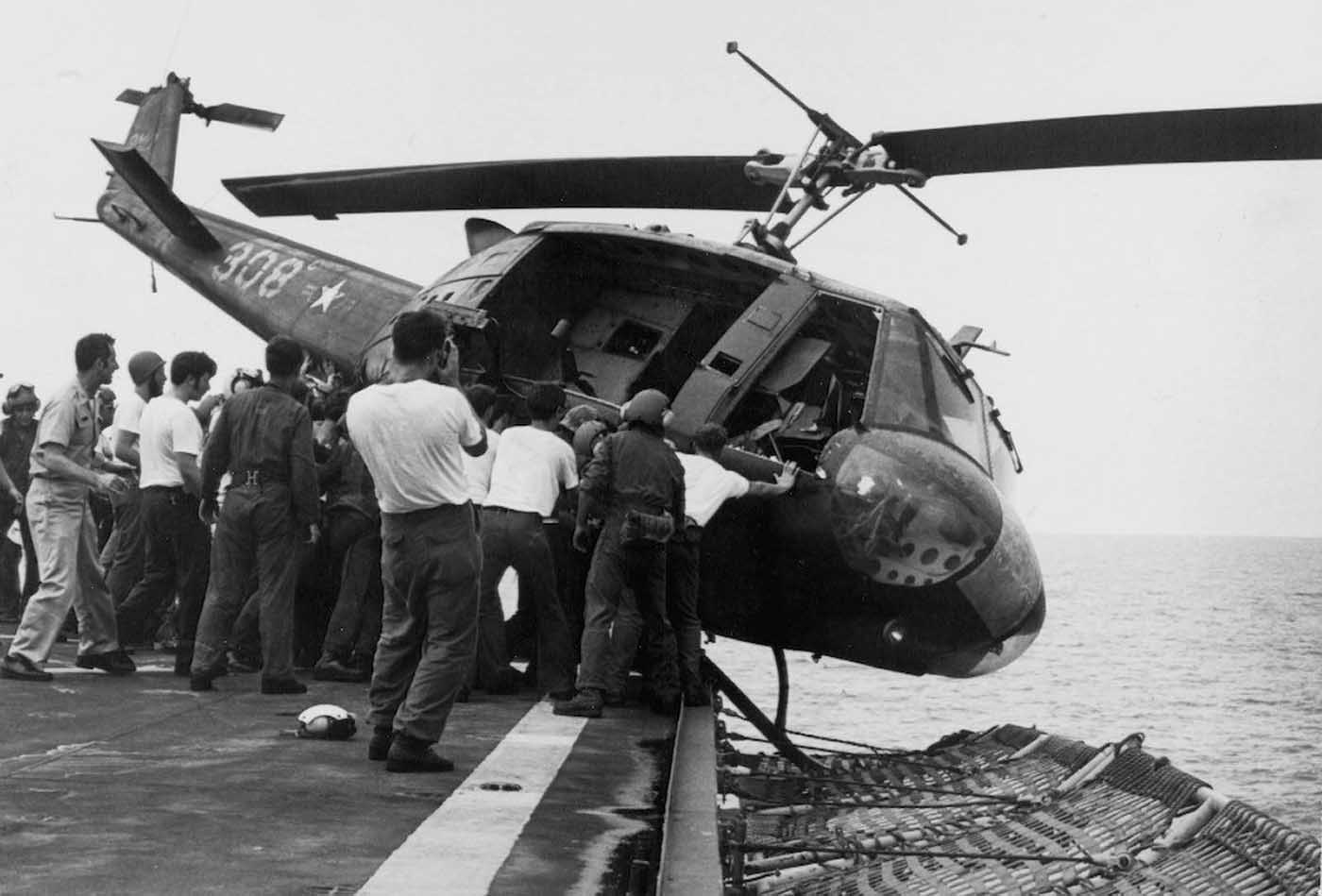 When US Military pushed Helicopters overboard to make room for Vietnam War evacuees, 1975