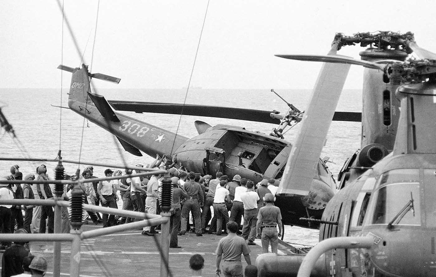 When US Military pushed Helicopters overboard to make room for Vietnam War evacuees, 1975