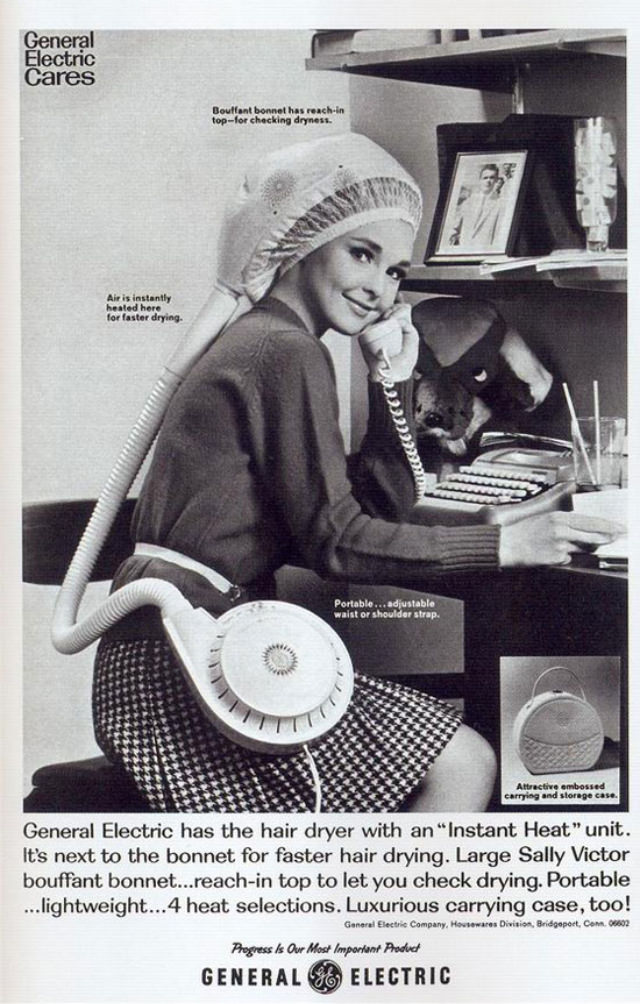 Hooded Portable Hair Dryers for Women at Home From the 1960s and 1970s
