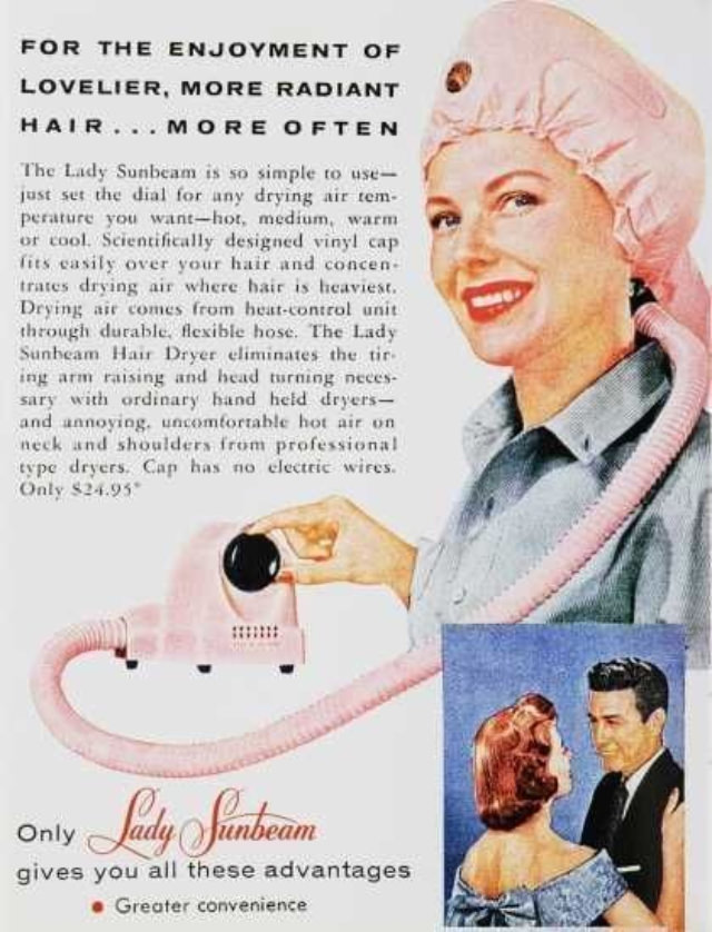 Hooded Portable Hair Dryers for Women at Home From the 1960s and 1970s