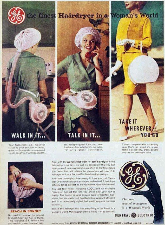 Hooded Portable Hair Dryers for Women at Home From the 1960s and 1970s