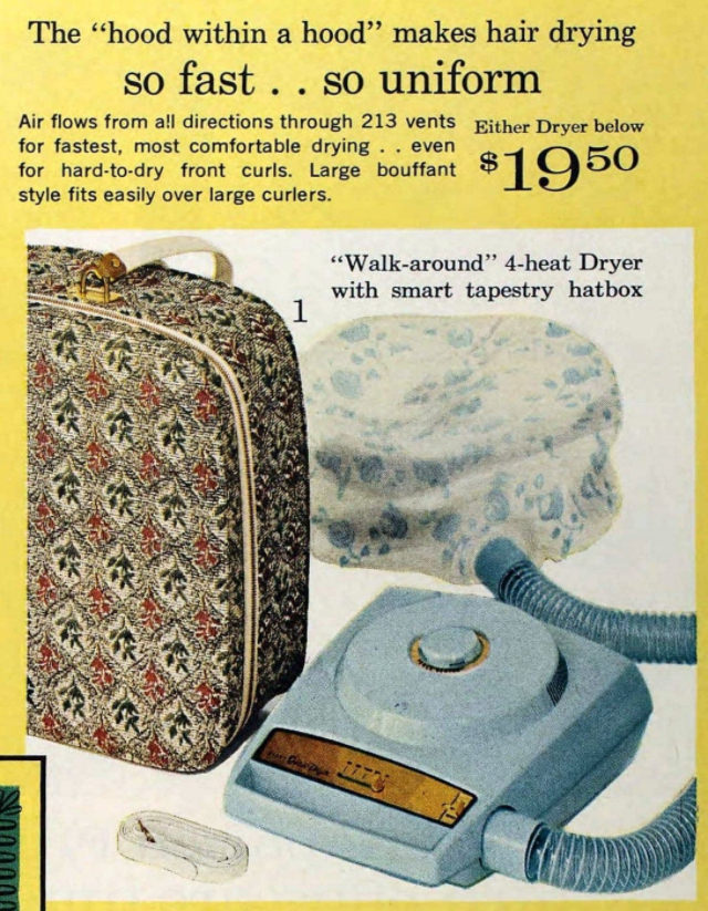 Hooded Portable Hair Dryers for Women at Home From the 1960s and 1970s