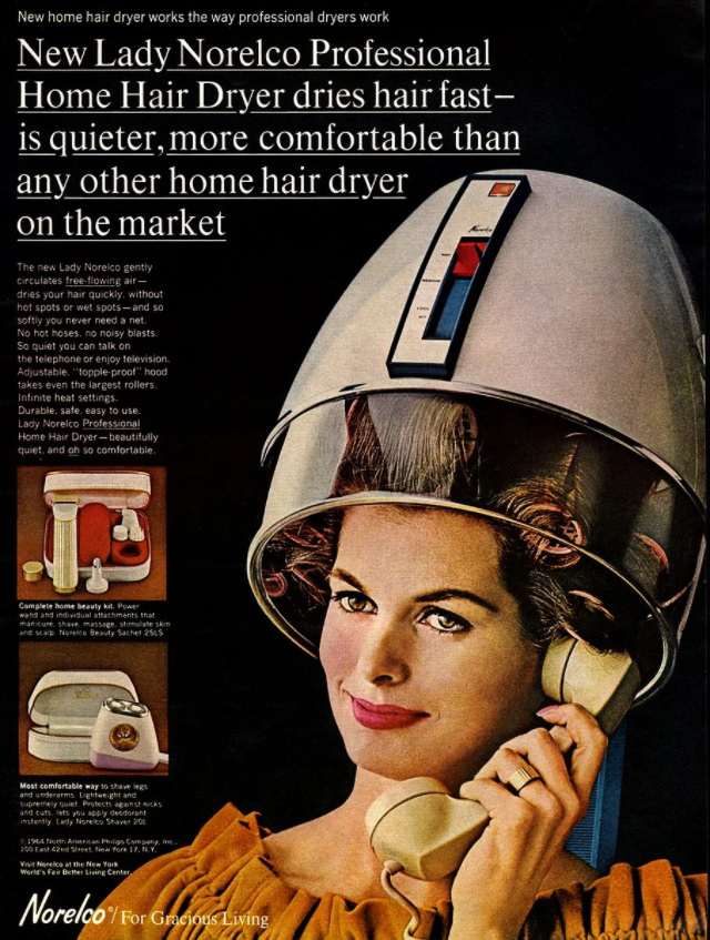 Hooded Portable Hair Dryers for Women at Home From the 1960s and 1970s