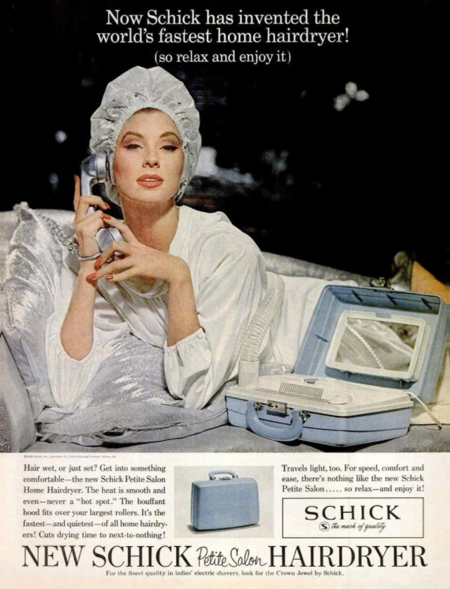 Hooded Portable Hair Dryers for Women at Home From the 1960s and 1970s