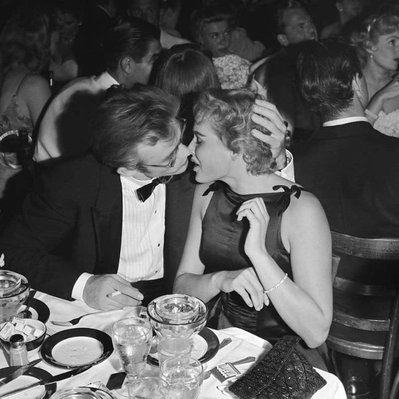 James Dean and Ursula Andress on a Date at Ciro's Nightclub in Los Angeles, 1955