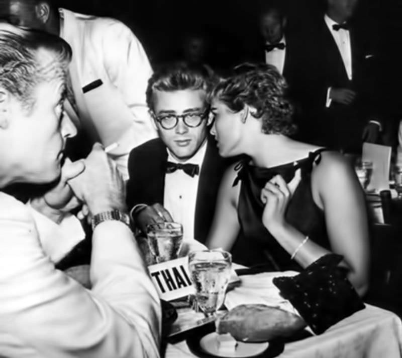 James Dean and Ursula Andress on a Date at Ciro's Nightclub in Los Angeles, 1955