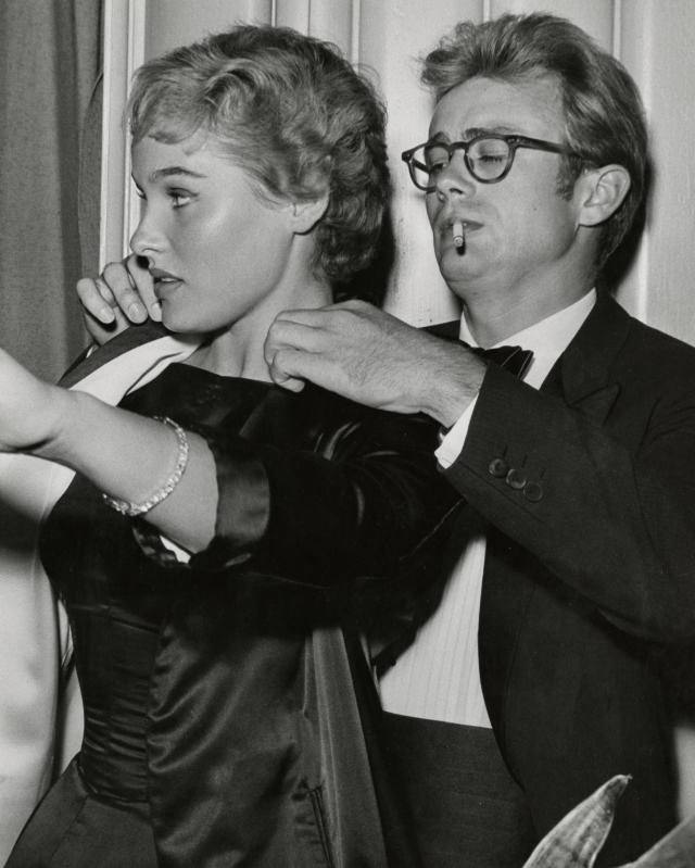 James Dean and Ursula Andress on a Date at Ciro's Nightclub in Los Angeles, 1955