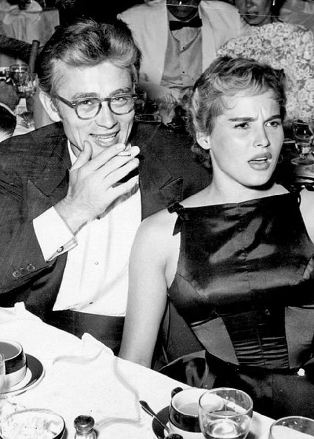 James Dean and Ursula Andress on a Date at Ciro's Nightclub in Los Angeles, 1955