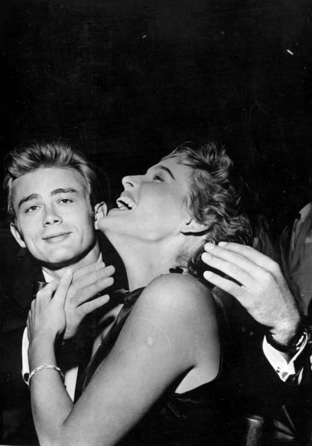 James Dean and Ursula Andress on a Date at Ciro's Nightclub in Los Angeles, 1955