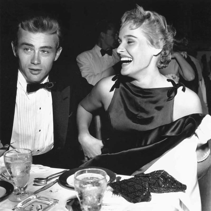 James Dean and Ursula Andress on a Date at Ciro's Nightclub in Los Angeles, 1955