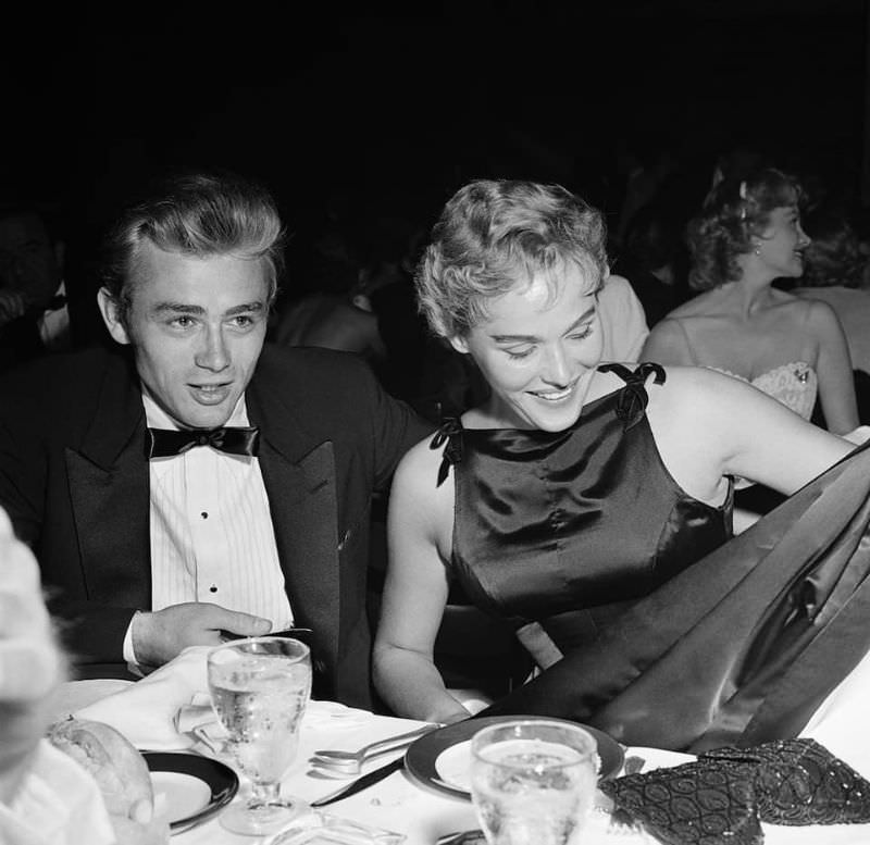 James Dean and Ursula Andress on a Date at Ciro's Nightclub in Los Angeles, 1955