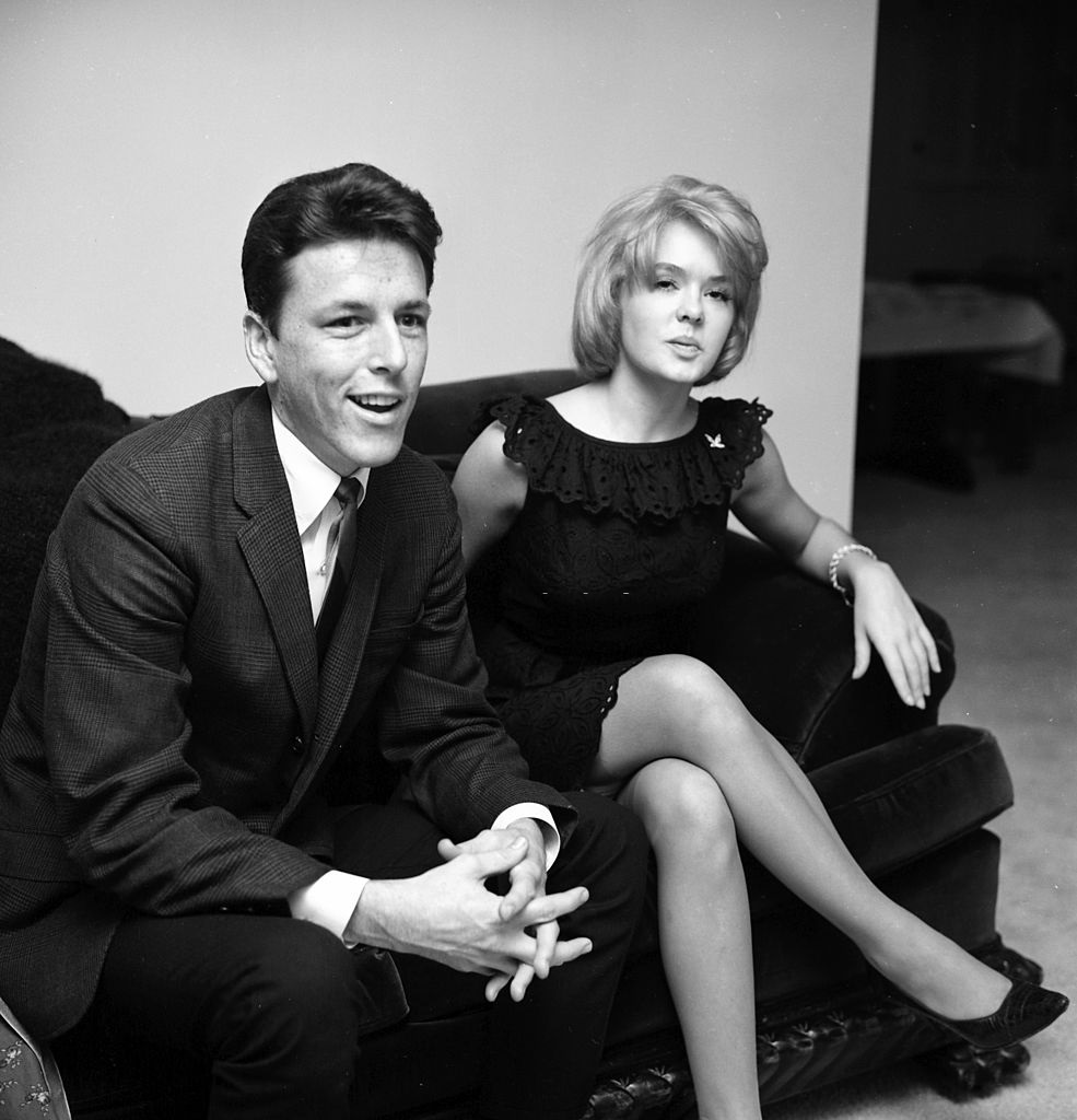 Joey Heatherton with John Ashley at a party in Los Angeles, California, 1962