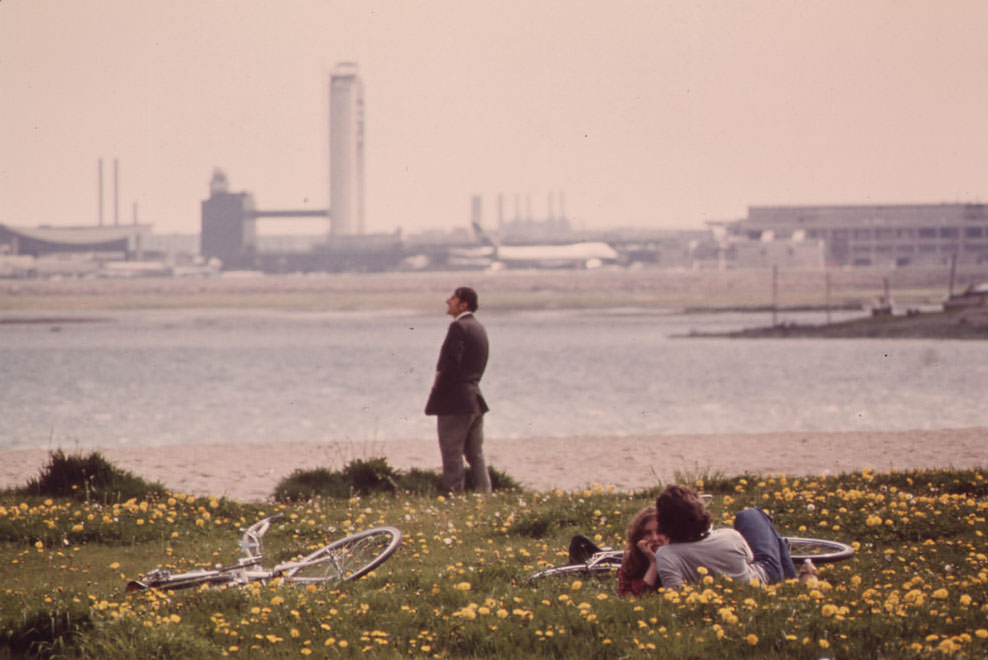 Constitution Beach, on Boston Harbor - An Excellent Vantage Point for Viewing Logan Airport, 1973