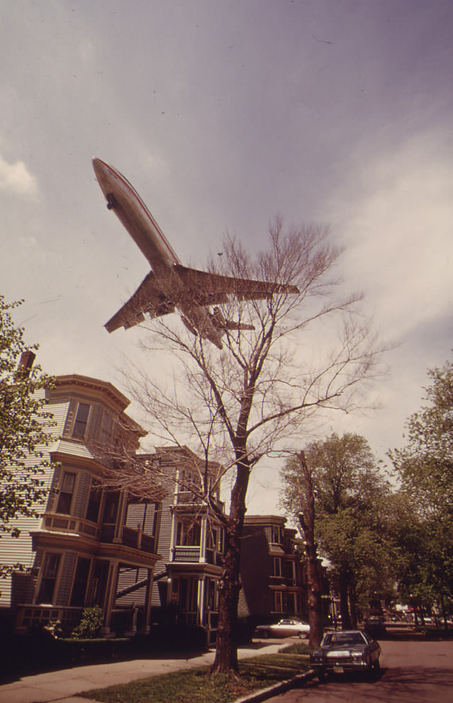 Jet Zooms Over Southwestern Side of Neptune Road, 1973