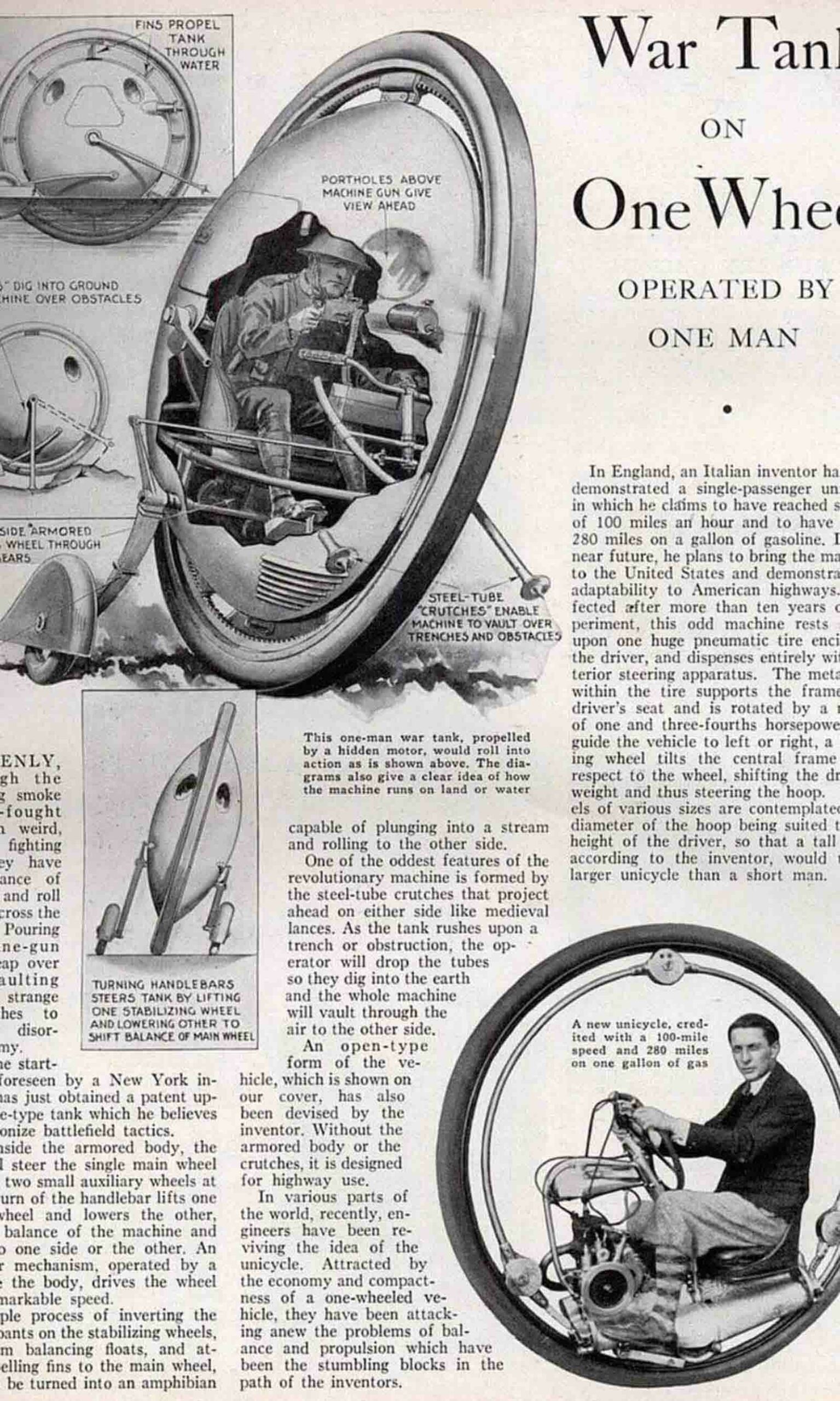 Monowheel: Facts and Historical Photos of the Bizarre Vehicle