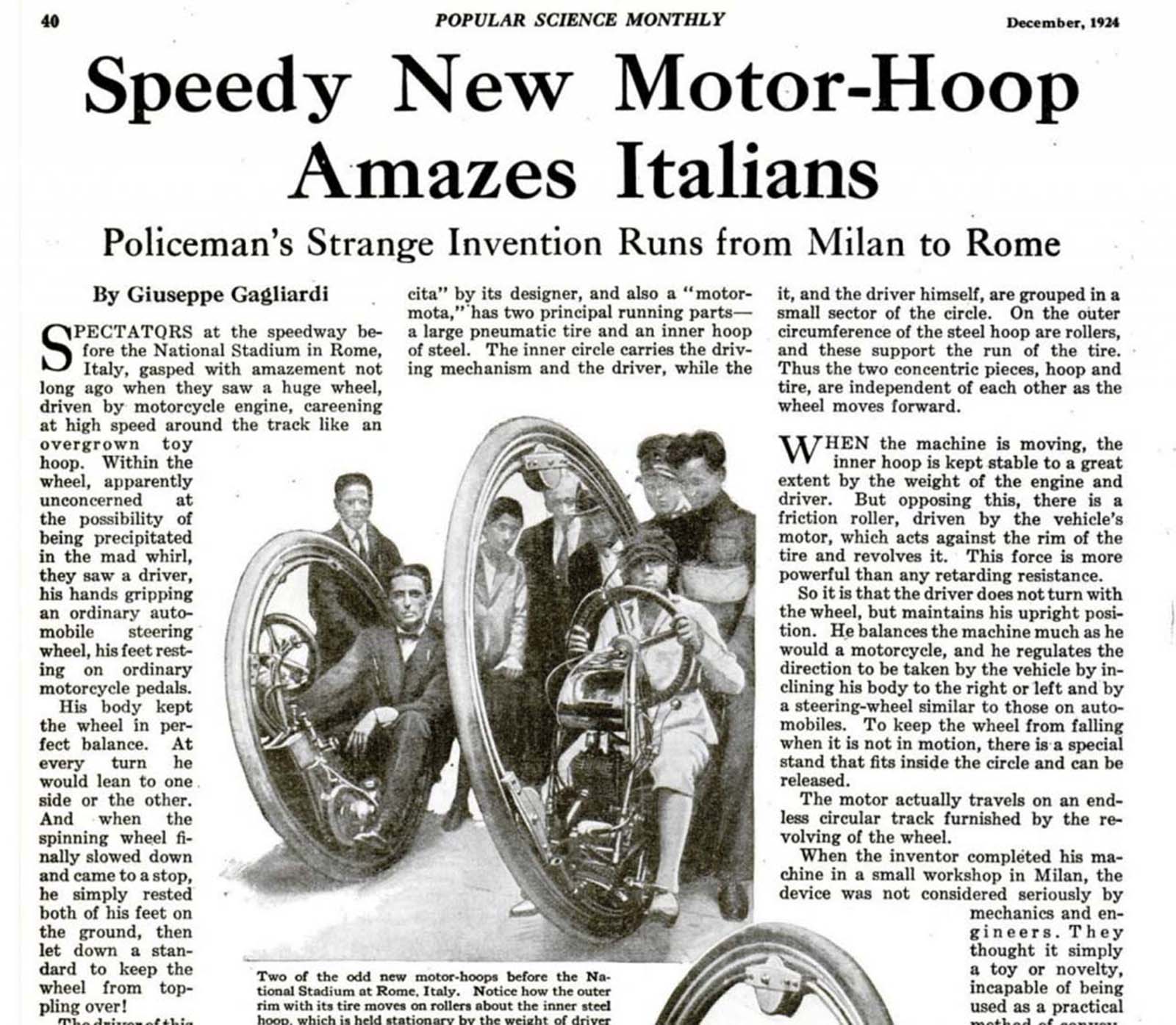 Monowheel: Facts and Historical Photos of the Bizarre Vehicle