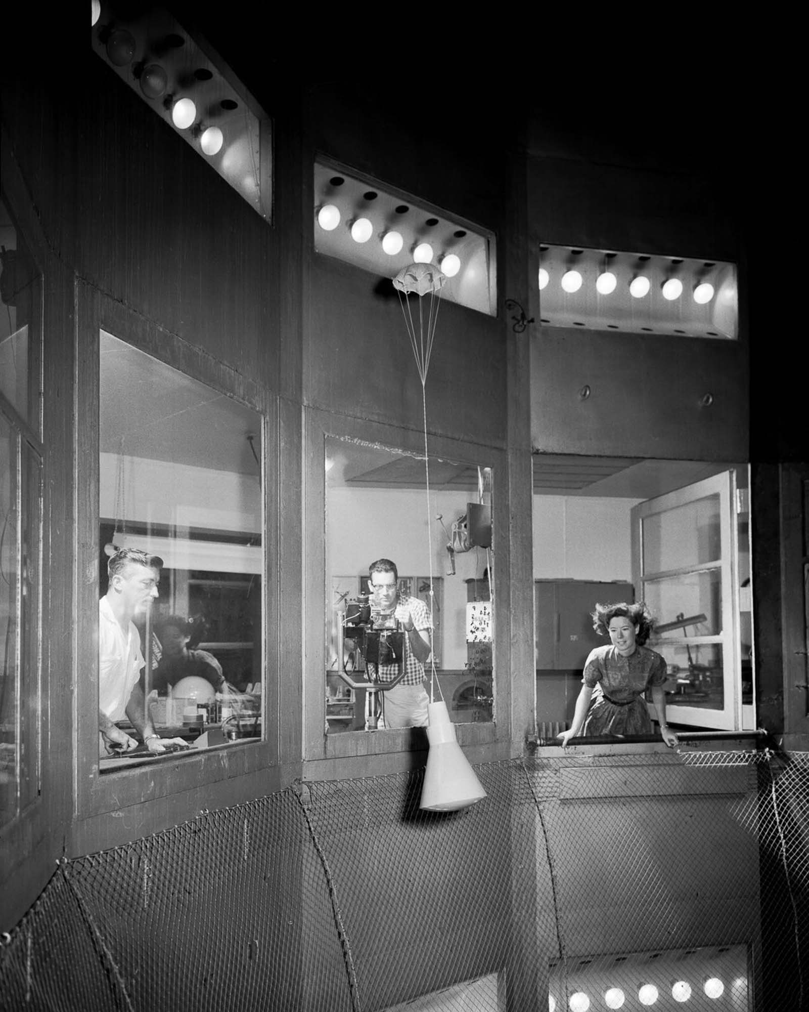 A Mercury Capsule model in the Spin Tunnel, 1959.