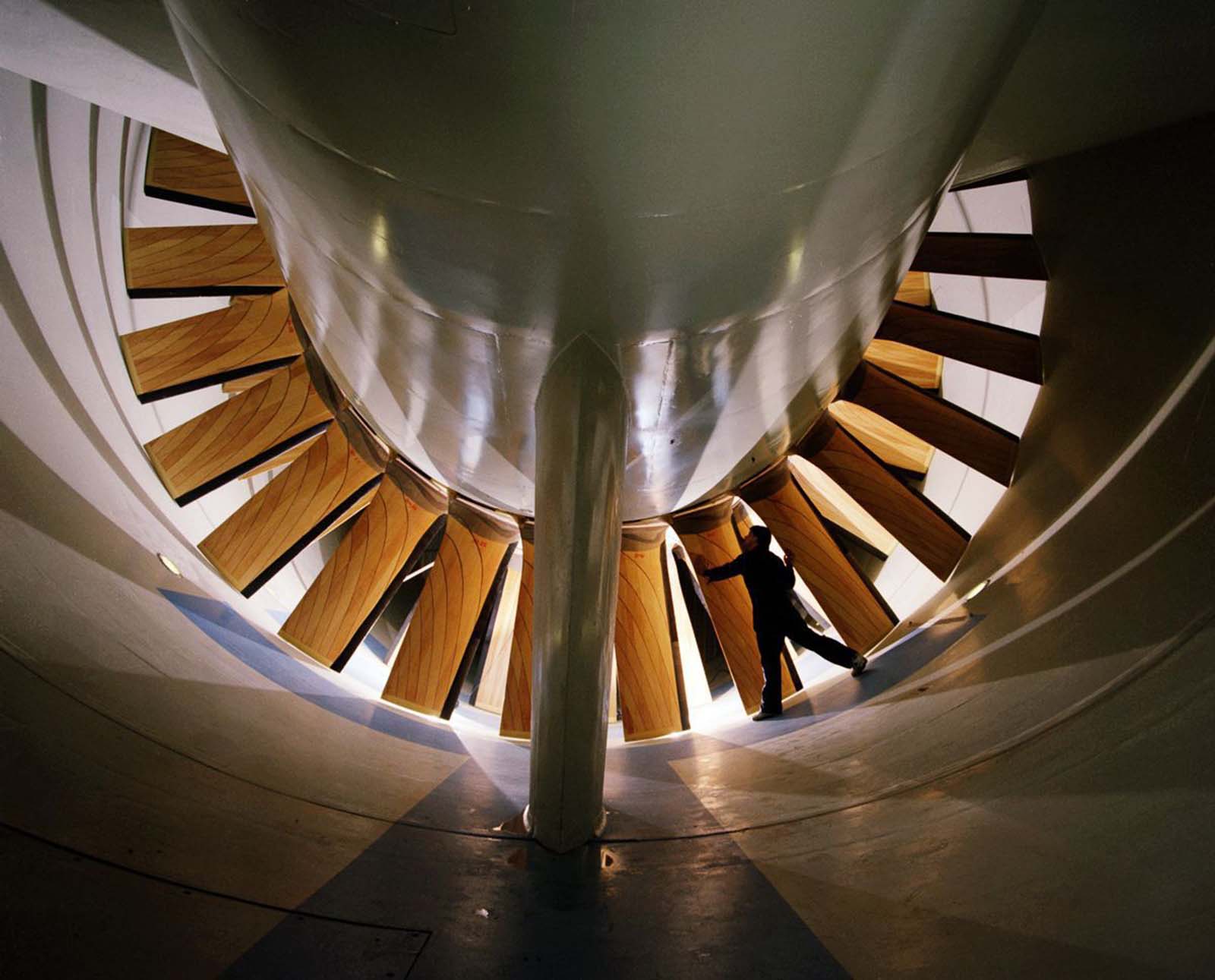 One of the two 34-foot-diameter fans in the 16-Foot Transonic Tunnel at Langley Research Center, 1990.