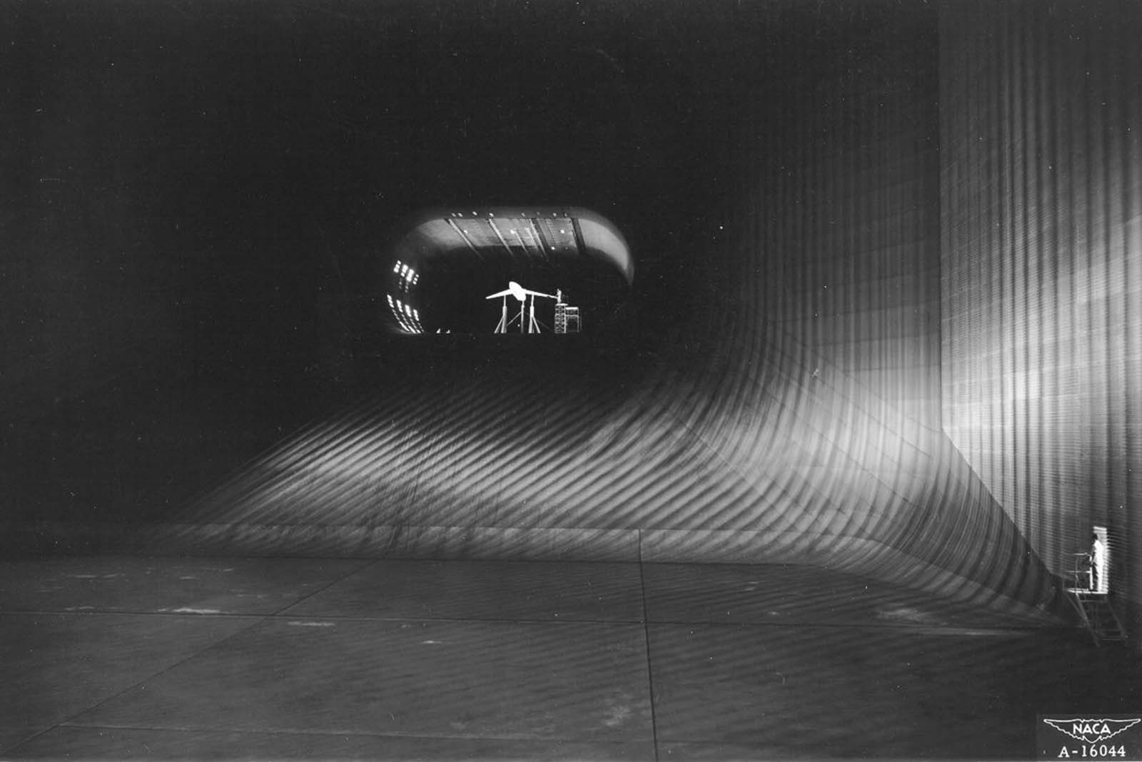 The 40 x 80-foot wind tunnel at Ames Aeronautical Laboratory, Moffett Field, California.