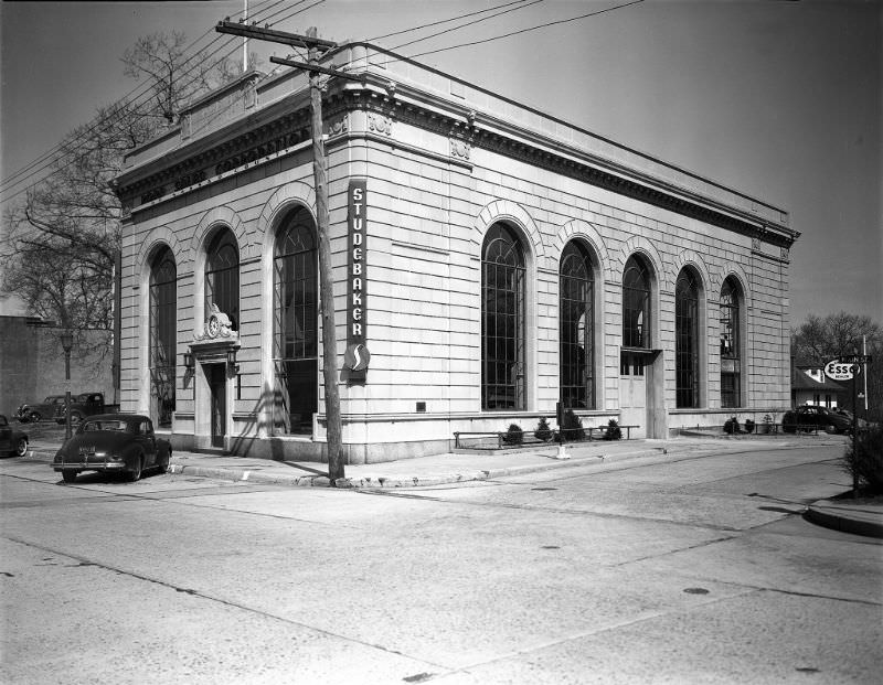 Port Sales Corporation, 145 Main Street, August 30, 1949. A Studebaker dealership at the corner of Main Street and Central Drive