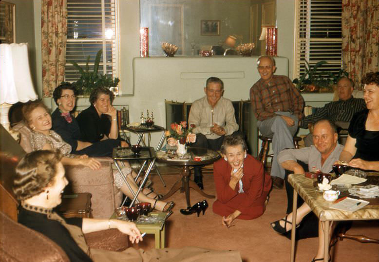 A convivial group, USA, 1957
