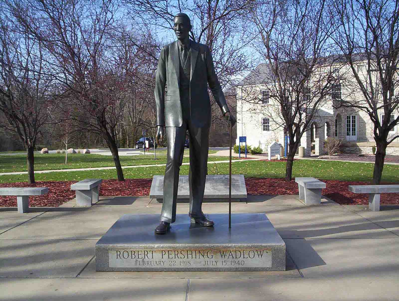 A life-size statue of Robert Wadlow stands in his hometown of Alton, Illinois.