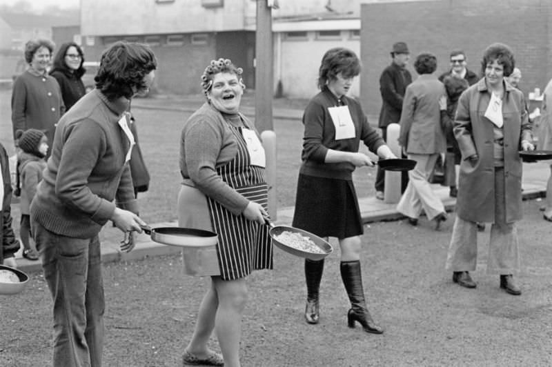Pancake race, Bettws, Newport