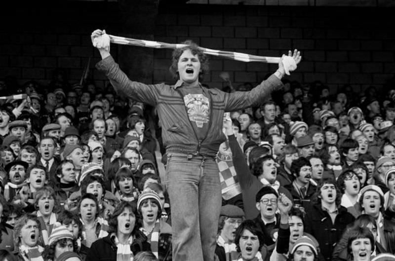 A Welsh rugby supporter at Wales v England at Cardiff Arms Park