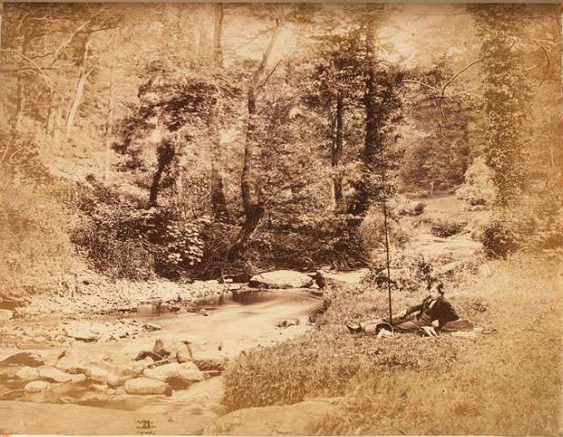 Willy Dillwyn Llewelyn fishing at River Llewitha, Penlle'r-gaer