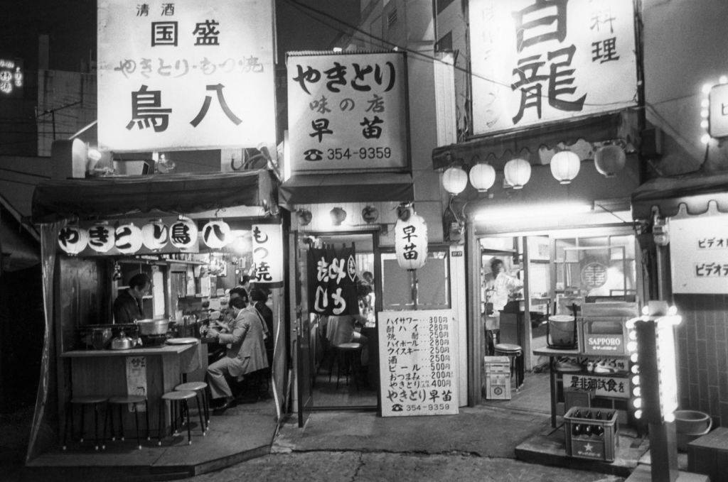 Street restaurants in the Shinjuku district of Tokyo, 1984