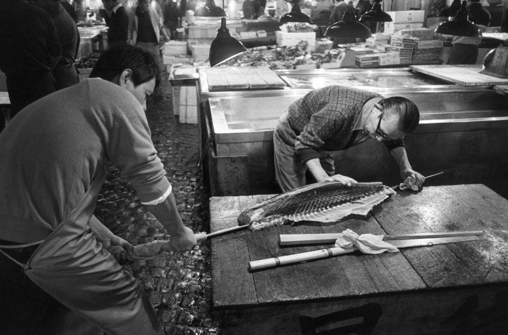 Tsukiji fish market in Tokyo, 1984