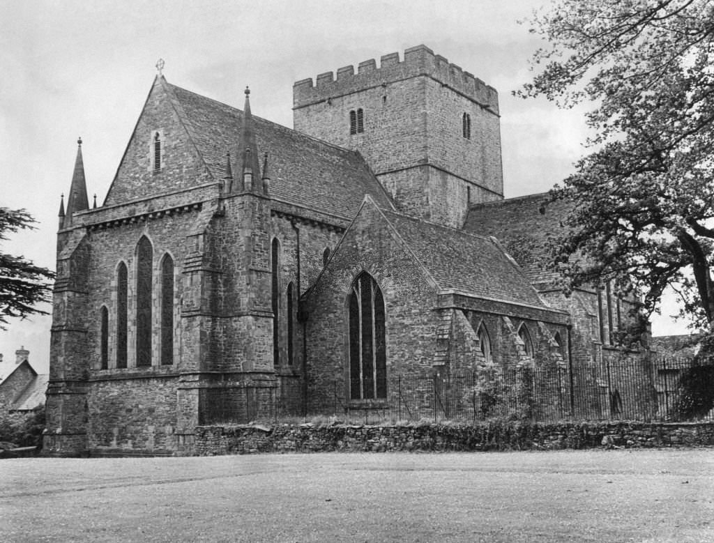 Brecon Cathedral, Brecon, a market town and community in Powys, Mid Wales, 11th June 1968.