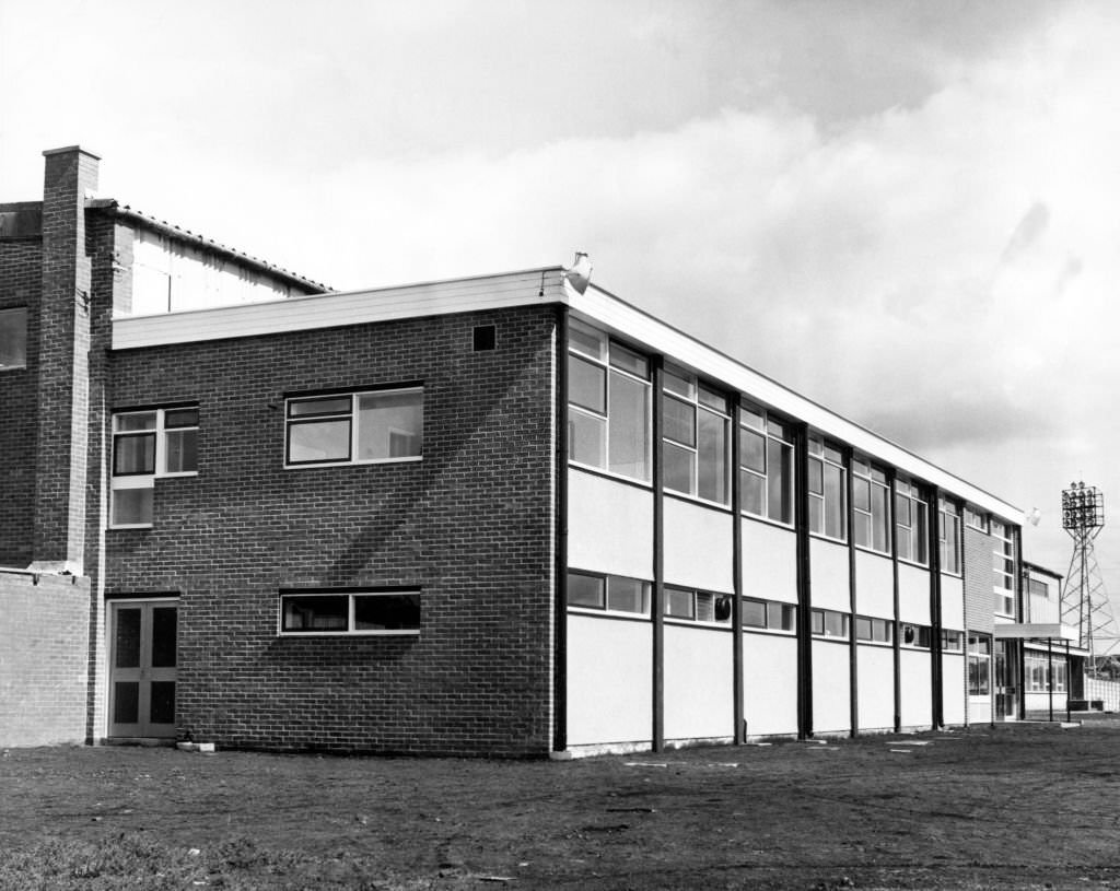 The New °20,000 block of dressing rooms, offices and a dining hall at Stradey Park headquarters of Llanelli rugby club, which will be opened this season, 1966.