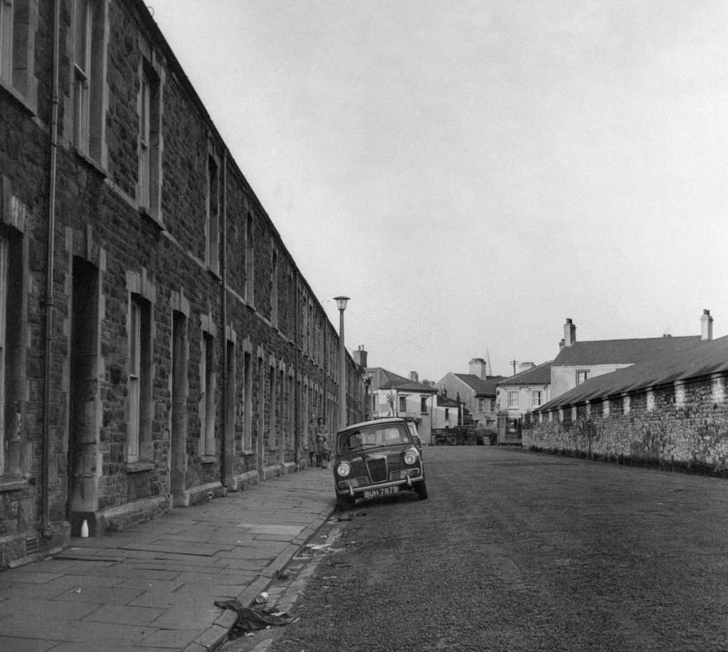 Cycle Street in Adamsdown, an inner city area and community in the south of Cardiff, Wales, 14th January 1965.