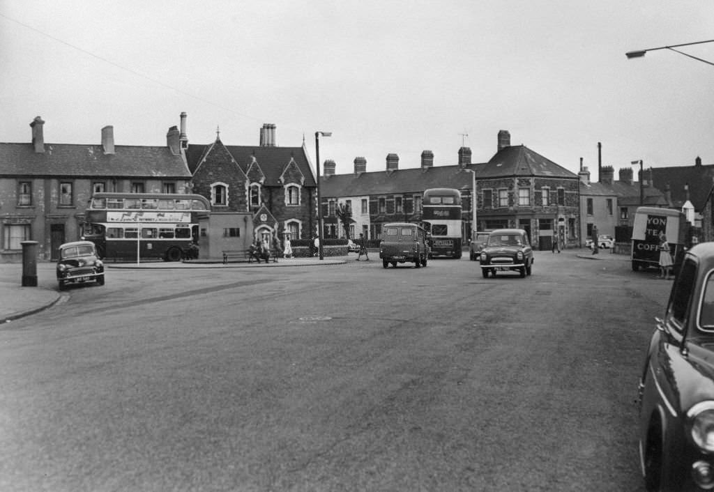 Adamsdown Square, Adamsdown, an inner city area and community in the south of Cardiff, Wales. Circa 1965. Our Picture Shows Adamsdown Square where five roads meet.