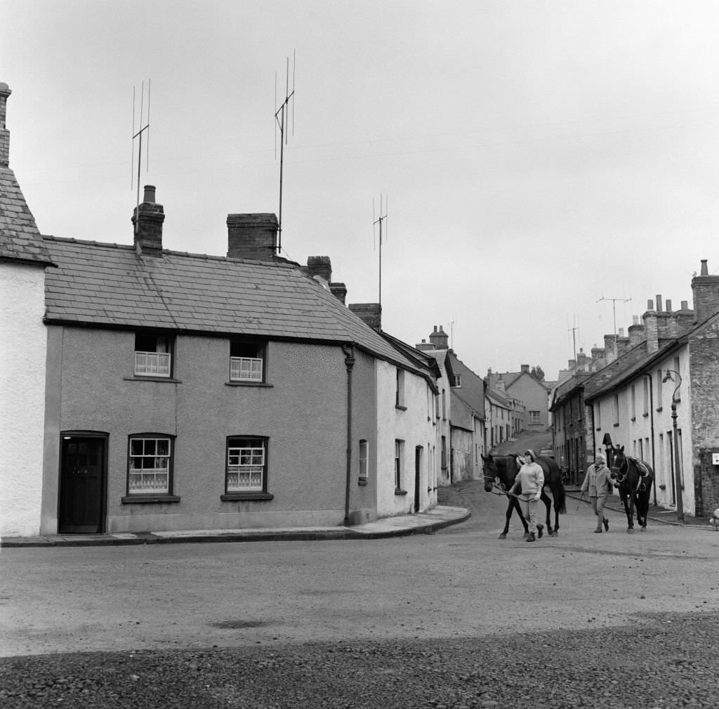 Bridge Street in Crickhowell, Powys, Wales, 1964.