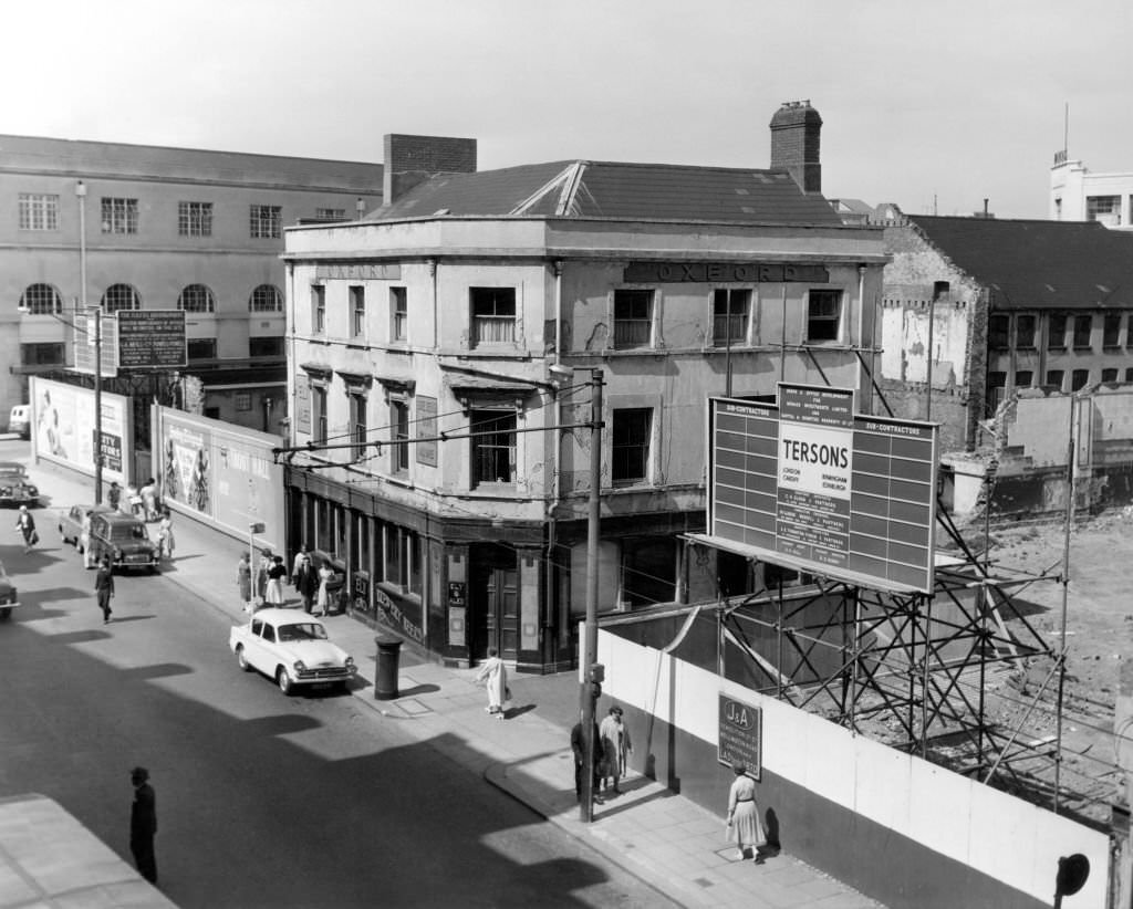 The Oxford Hotel in The Hayes area, Cardiff, Wales, July 1961.